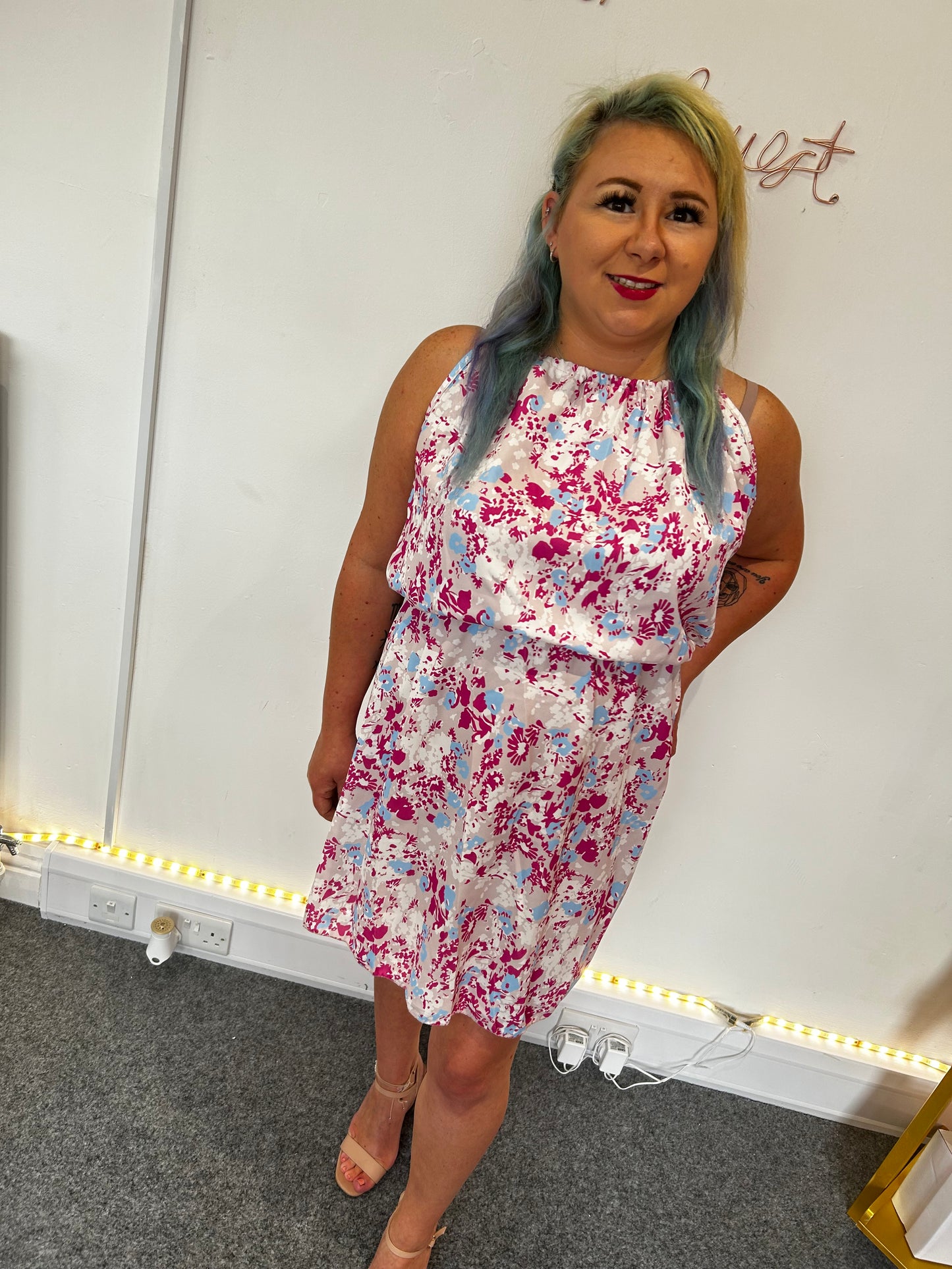 MARIA ABSTRACT PATTERNED DRESS-PINK