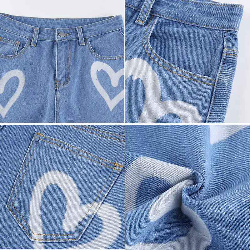 High Waist Wide Leg love Jeans