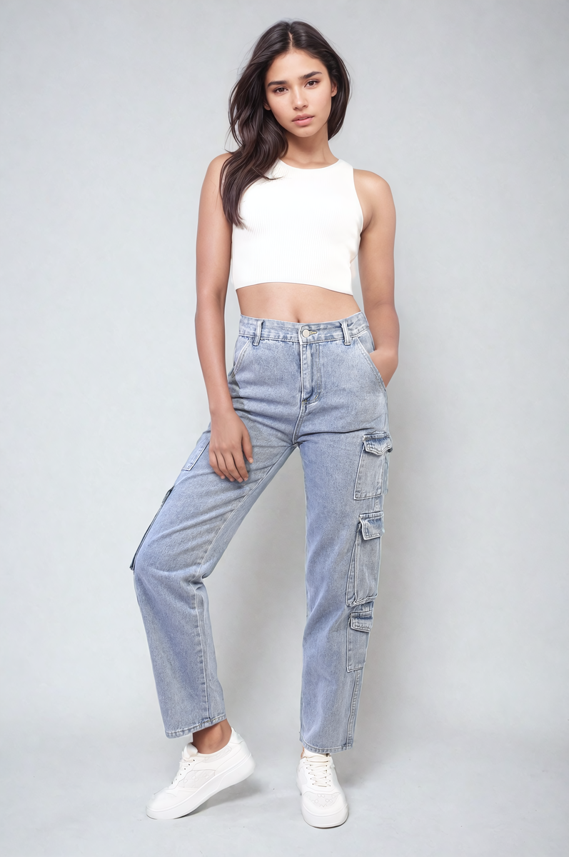 Multi Flap Pockets Cargo Jeans-1