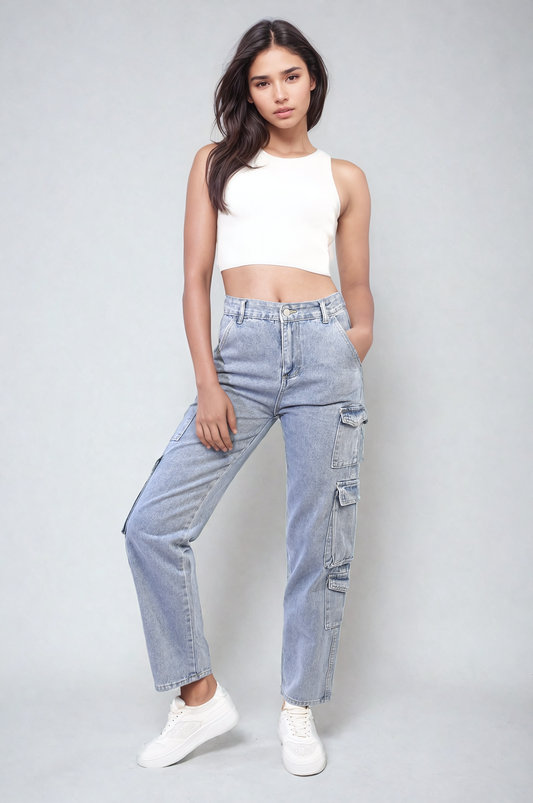 Multi Flap Pockets Cargo Jeans-1