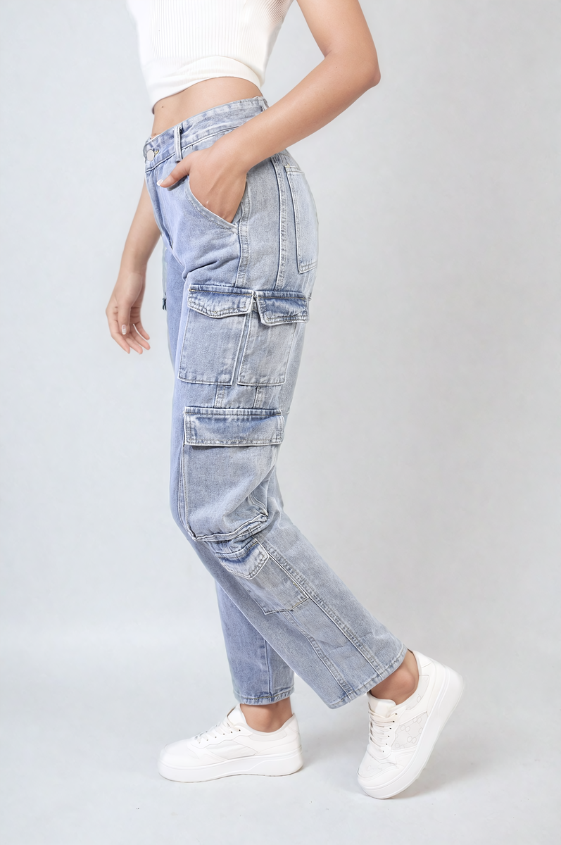 Multi Flap Pockets Cargo Jeans-0