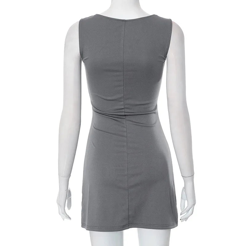 Sleeveless Knit A-Line Mini Dress – Summer Y2K Style