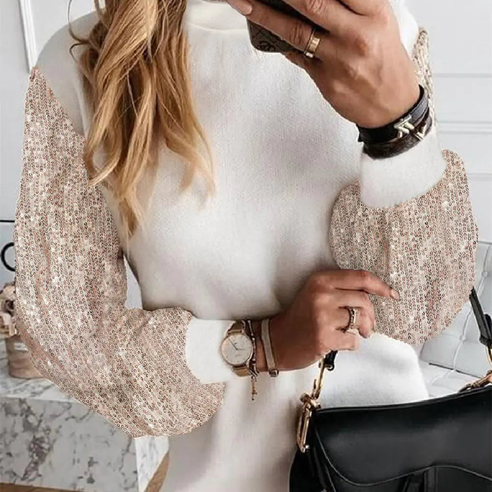 Autumn Winter Pullover Round Neck mini dress