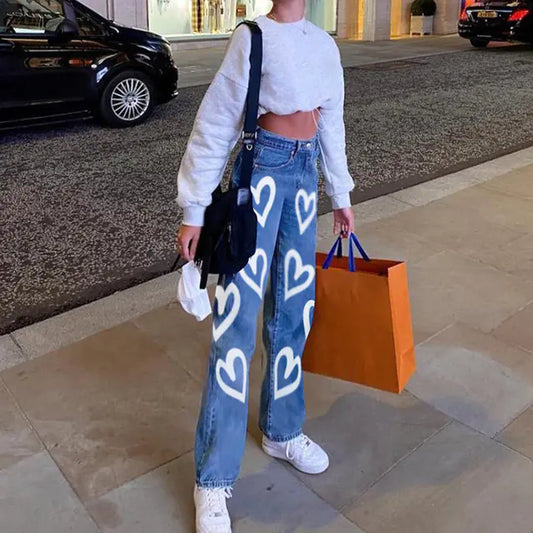 High Waist Wide Leg love Jeans