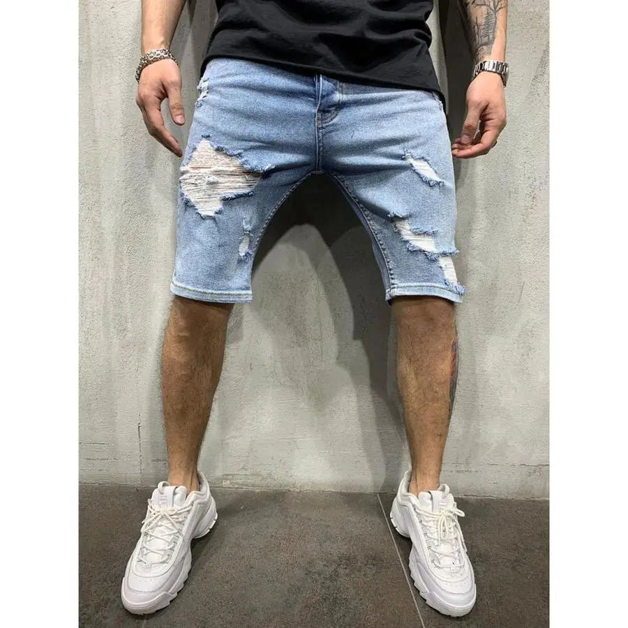 Slim Fit Men's Denim shorts with Holes
