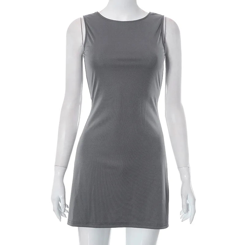Sleeveless Knit A-Line Mini Dress – Summer Y2K Style