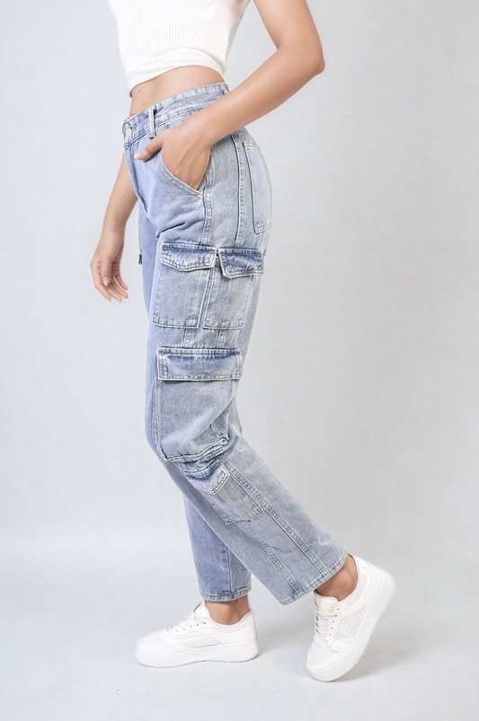 Multi Flap Pockets Cargo Jeans-0