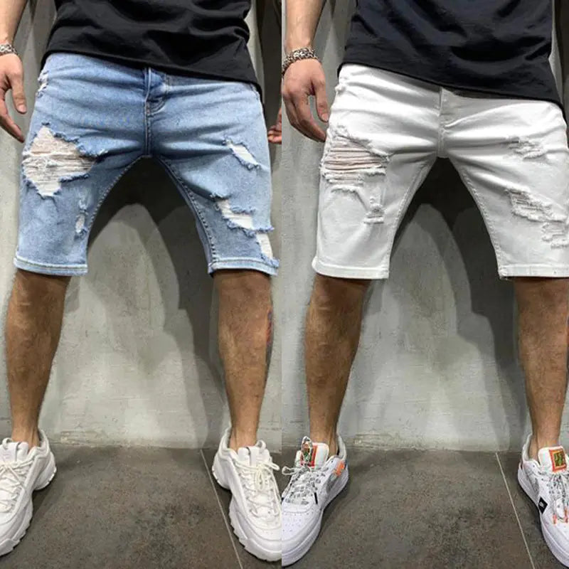 Slim Fit Men's Denim shorts with Holes